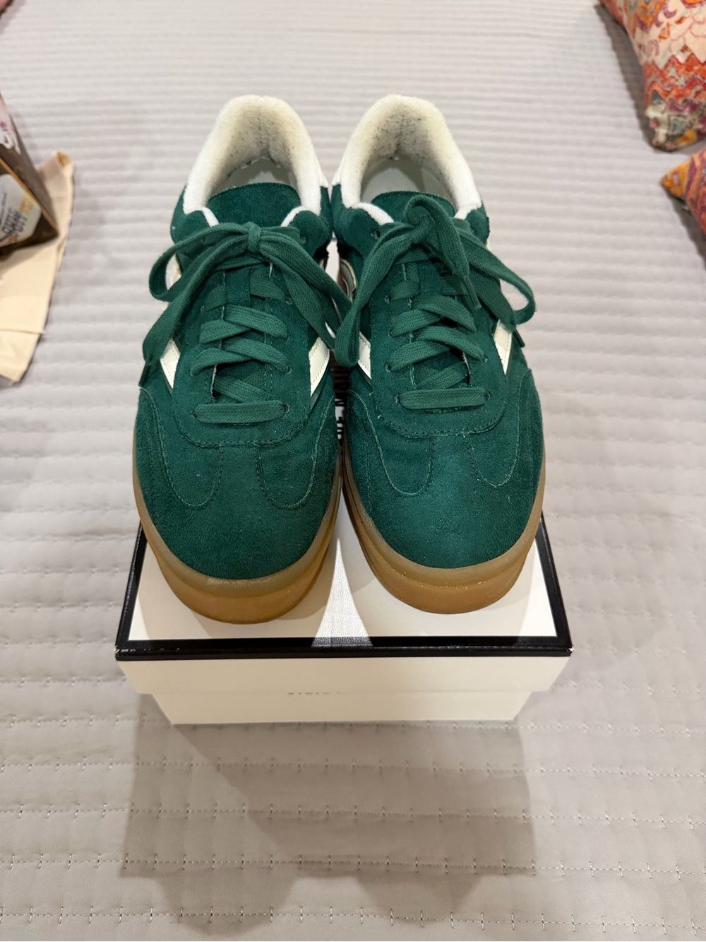 Madden Girl Green Suede Sneakers with Gum Sole